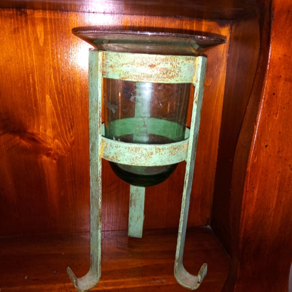 Heavy metal with glass candle holder